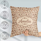 Custom Name Cozy Cafe Cups Tools Seamless Pattern Name Cute Square Filled Cushion Throw Pillow Sofa Bed Home Decor Zip Washable UK Made