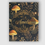 Personalised Name Golden Mushrooml Floral Spiral Stars Night Seamless Custom Home Unique Canvas Wall Art Print Decor Picture Ready to Hang