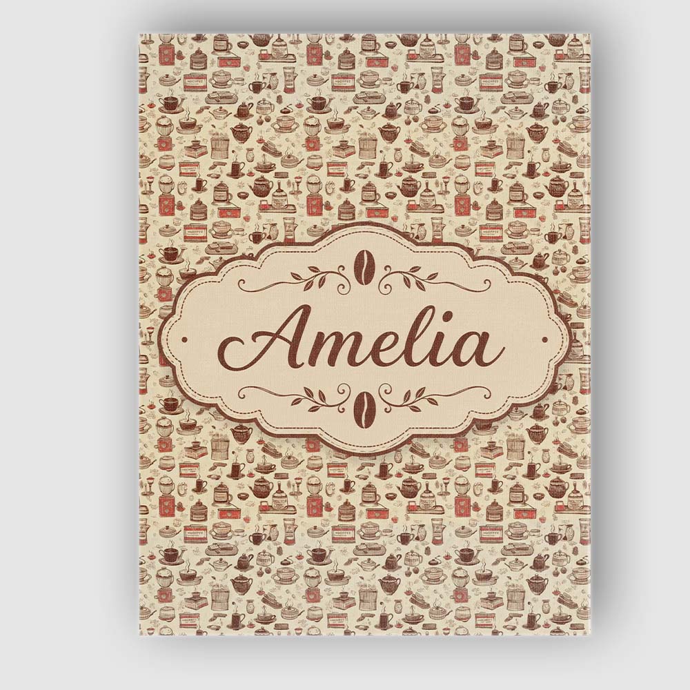 Personalised Name Coffee Desserts Cups and Custom  Unique Gift Idea Elegant Feature Canvas Wall Art Print Decor Picture Ready to Hang