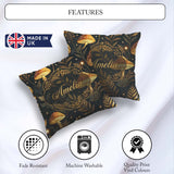 Custom Name Golden Mushrooml Floral Stars Night Seamless Pattern Square Filled Cushion Throw Pillow Sofa Bed Home Decor Zip Washable UK Made