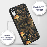 Golden Mushrooml Floral Spiral Printed Design Custom Name Protective Phone Case Mobile Cover Durable Everyday Smartphone Shock Resistant