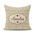 Custom Name Minimal Coffee Teal Beige Seamless Pattern Name Cute Square Filled Cushion Throw Pillow Sofa Bed Home Decor Zip Washable UK Made