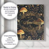Personalised Name Golden Mushrooml Floral Spiral Stars Night Seamless Custom Home Unique Canvas Wall Art Print Decor Picture Ready to Hang