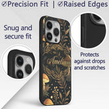 Golden Mushrooml Floral Spiral Printed Design Custom Name Protective Phone Case Mobile Cover Durable Everyday Smartphone Shock Resistant