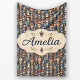 Vintage Ornate Coffee Pots Cups and ware Seamless Pattern  Personalised Custom Name Super Soft Fleece Blanket Bed Sofa Throw