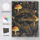 Personalised Name Golden Mushrooml Floral Spiral Stars Night Seamless Custom Home Unique Canvas Wall Art Print Decor Picture Ready to Hang