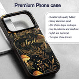 Golden Mushrooml Floral Spiral Printed Design Custom Name Protective Phone Case Mobile Cover Durable Everyday Smartphone Shock Resistant