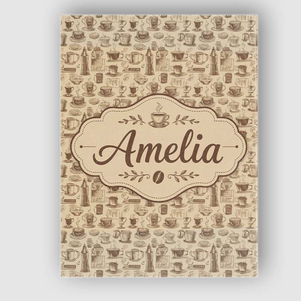 Personalised Name Coffee Cups Desserts and Custom  Unique Gift Idea Elegant Feature Canvas Wall Art Print Decor Picture Ready to Hang