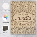 Personalised Name Coffee Cups Desserts and Custom  Unique Gift Idea Elegant Feature Canvas Wall Art Print Decor Picture Ready to Hang