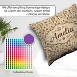 Custom Name Cups Desserts and Cafe Elements Seamless Name Cute Square Filled Cushion Throw Pillow Sofa Bed Home Decor Zip Washable UK Made