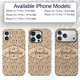 Coffee Cups Desserts and Cafe Elements Seamless Custom Name Protective Phone Case Mobile Cover Durable Everyday Smartphone Shock Resistant