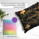 Custom Name Golden Mushrooml Floral Stars Night Seamless Pattern Square Filled Cushion Throw Pillow Sofa Bed Home Decor Zip Washable UK Made