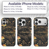 Golden Mushrooml Floral Spiral Printed Design Custom Name Protective Phone Case Mobile Cover Durable Everyday Smartphone Shock Resistant