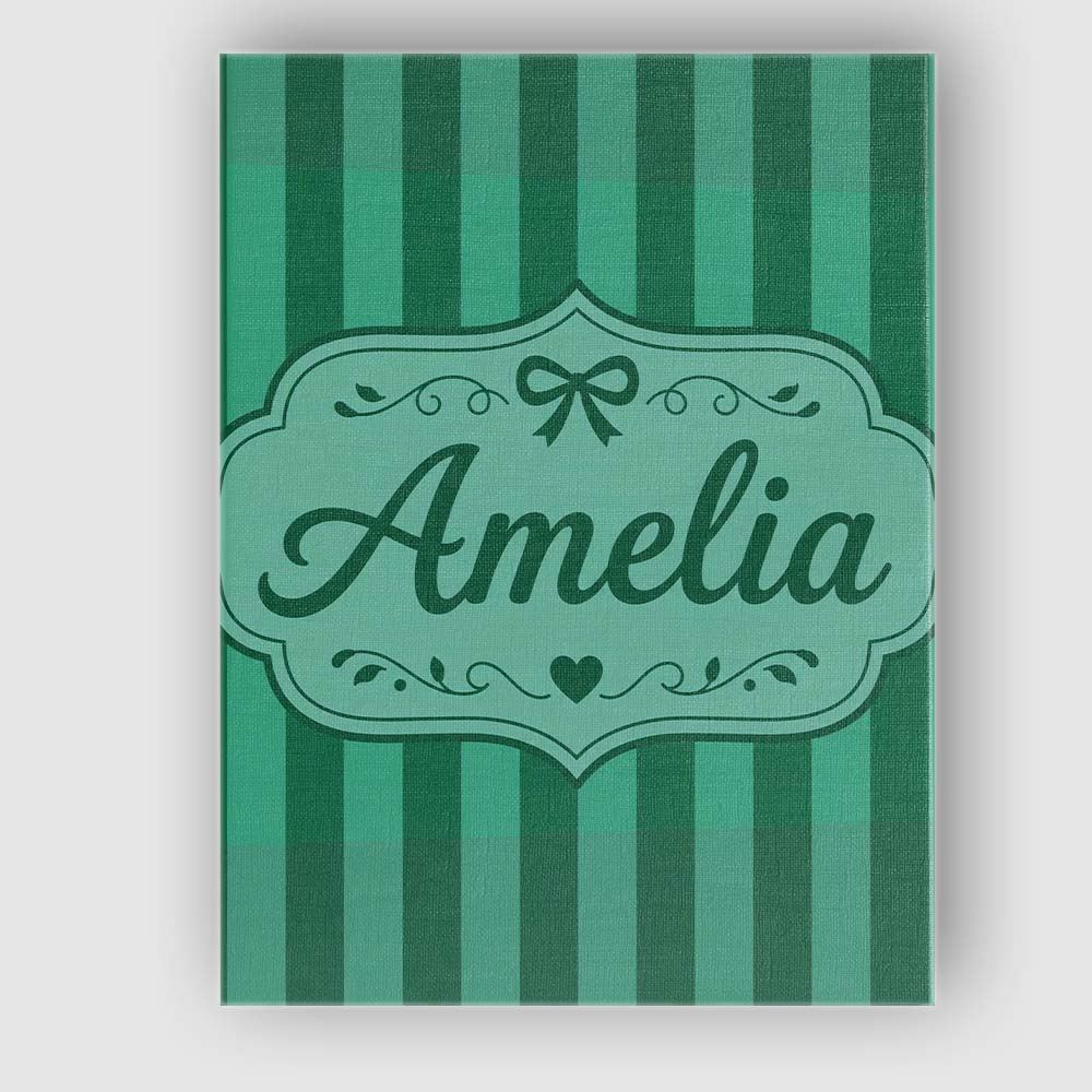 Personalised Name Wavy Green and Teal Custom Modern Room Accent Creative Decorator Style Canvas Wall Art Print Decor Picture Ready to Hang
