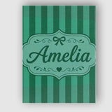 Personalised Name Wavy Green and Teal Custom Modern Room Accent Creative Decorator Style Canvas Wall Art Print Decor Picture Ready to Hang