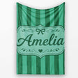 Wavy Green and Teal Vertical Stripes Seamless Pattern Name Cute  Personalised Custom Name Super Soft Fleece Blanket Bed Sofa Throw