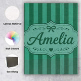 Personalised Name Wavy Green and Teal Custom Modern Room Accent Creative Decorator Style Canvas Wall Art Print Decor Picture Ready to Hang