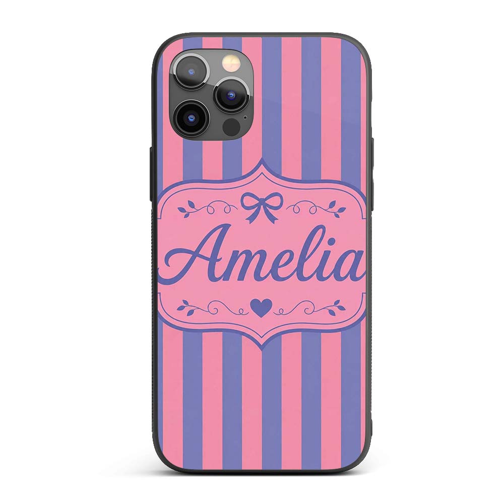 Wavy Purple and Pink Vertical Stripes Seamless Custom Name Protective Phone Case Mobile Cover Durable Everyday Smartphone Shock Resistant