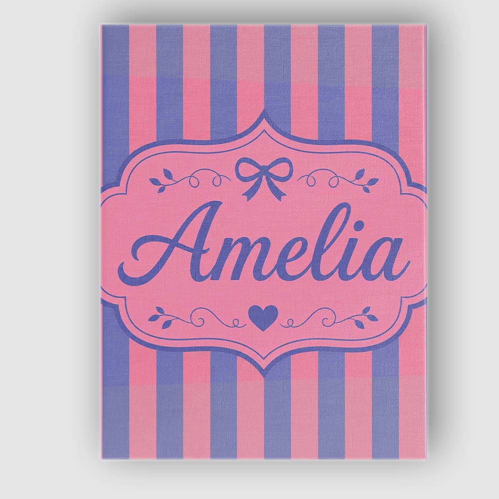 Personalised Name Wavy Purple and Pink Custom  Modern Room Accent Elegant Feature Canvas Wall Art Print Decor Picture Ready to Hang