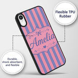 Wavy Purple and Pink Vertical Stripes Seamless Custom Name Protective Phone Case Mobile Cover Durable Everyday Smartphone Shock Resistant