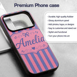 Wavy Purple and Pink Vertical Stripes Seamless Custom Name Protective Phone Case Mobile Cover Durable Everyday Smartphone Shock Resistant