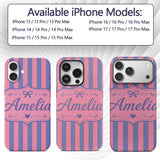Wavy Purple and Pink Vertical Stripes Seamless Custom Name Protective Phone Case Mobile Cover Durable Everyday Smartphone Shock Resistant