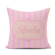 Custom Name Soft Beige and Pink Wavy Stripes Seamless Name Cute Square Filled Cushion Throw Pillow Sofa Bed Home Decor Zip Washable UK Made
