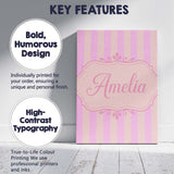 Personalised Name Soft Beige and Pink Wavy Custom  Unique Gift Idea Elegant Feature Canvas Wall Art Print Decor Picture Ready to Hang