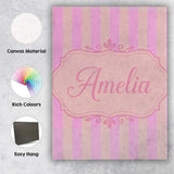 Personalised Name Soft Beige and Pink Wavy Custom  Unique Gift Idea Elegant Feature Canvas Wall Art Print Decor Picture Ready to Hang