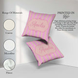 Custom Name Soft Beige and Pink Wavy Stripes Seamless Name Cute Square Filled Cushion Throw Pillow Sofa Bed Home Decor Zip Washable UK Made