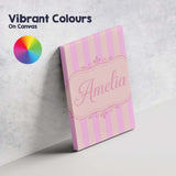 Personalised Name Soft Beige and Pink Wavy Custom  Unique Gift Idea Elegant Feature Canvas Wall Art Print Decor Picture Ready to Hang