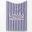 Wavy Navy Blue and Soft Pink Vertical Stripes Seamless Pattern Name  Personalised Custom Name Super Soft Fleece Blanket Bed Sofa Throw