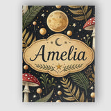 Personalised Name Moon Mushroom Botanical Night Garden Seamless Custom  Statement Canvas Wall Art Print Decor Picture Ready to Hang
