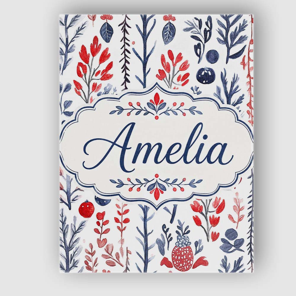 Personalised Name Scandinavian Botanical Custom  Unique Gift Idea Elegant Feature Canvas Wall Art Print Decor Picture Ready to Hang