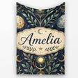 Celestial Botanical Moon Phases Sacred Night Seamless Pattern Lovely  Personalised Custom Name Super Soft Fleece Blanket Bed Sofa Throw