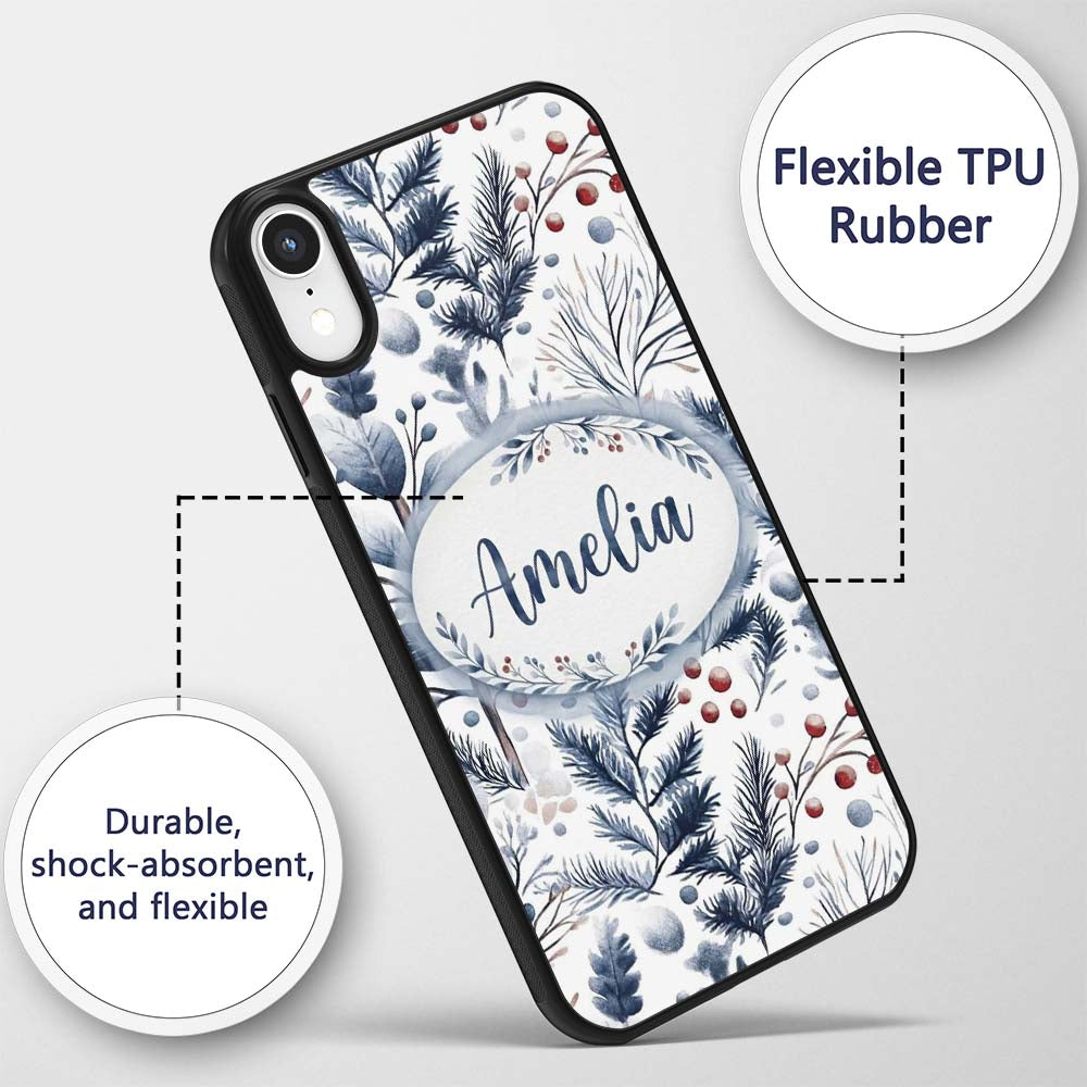 Vintage Nordic Stripe Snowflake Seamless Pattern Custom Name Protective Phone Case Mobile Cover Durable Everyday Smartphone Shock Resistant
