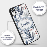 Vintage Nordic Stripe Snowflake Seamless Pattern Custom Name Protective Phone Case Mobile Cover Durable Everyday Smartphone Shock Resistant