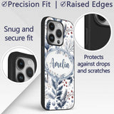 Vintage Nordic Stripe Snowflake Seamless Pattern Custom Name Protective Phone Case Mobile Cover Durable Everyday Smartphone Shock Resistant