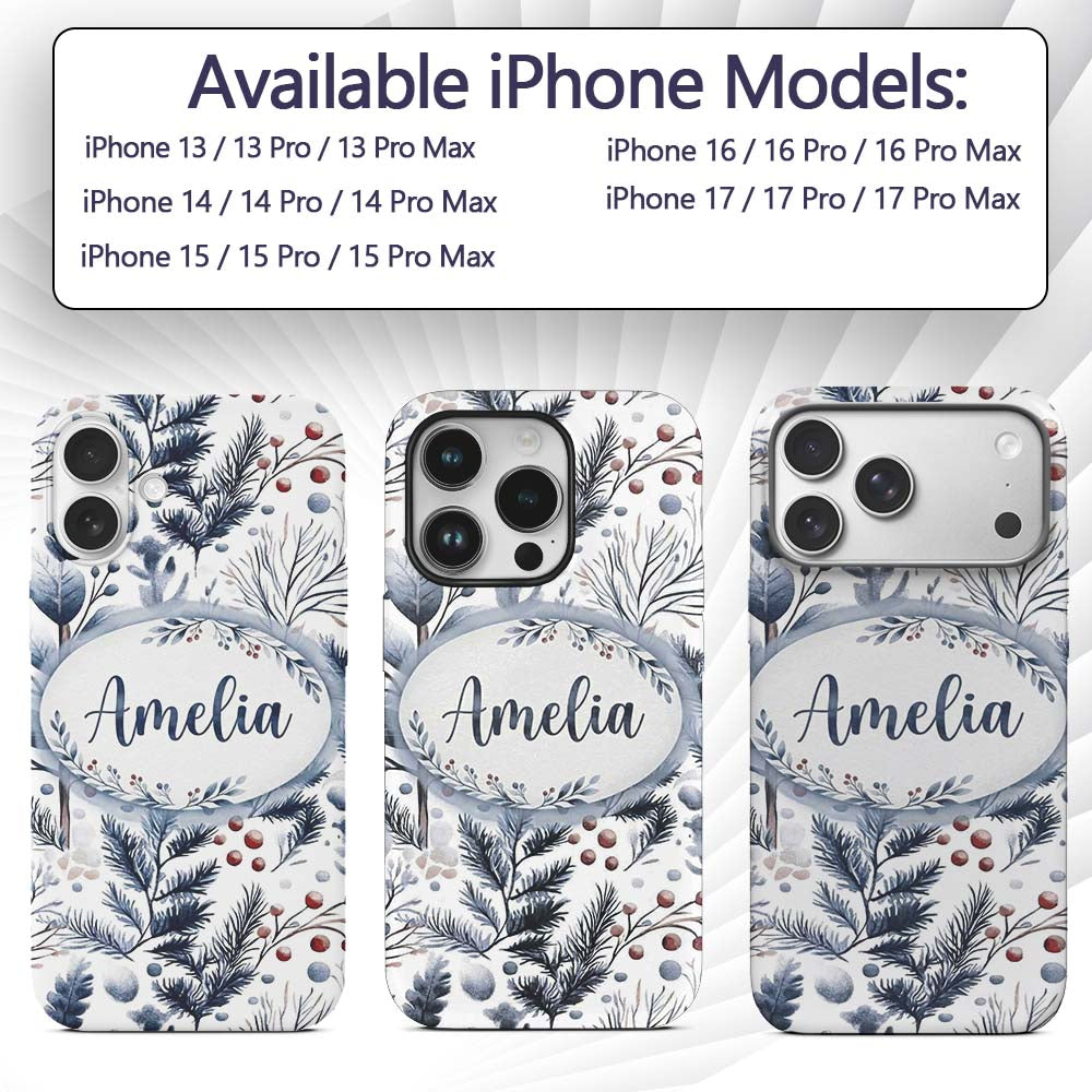 Vintage Nordic Stripe Snowflake Seamless Pattern Custom Name Protective Phone Case Mobile Cover Durable Everyday Smartphone Shock Resistant