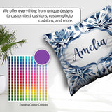 Custom Name Winter Botanical Branch Berry Seamless Pattern Name Square Filled Cushion Throw Pillow Sofa Bed Home Decor Zip Washable UK Made