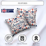 Custom Name Nordic Folk Art Red Blue Symmetrical Floral Seamless Square Filled Cushion Throw Pillow Sofa Bed Home Decor Zip Washable UK Made