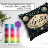 Custom Name Celestial Botanical Moon Phases Sacred Night Pattern Square Filled Cushion Throw Pillow Sofa Bed Home Decor Zip Washable UK Made