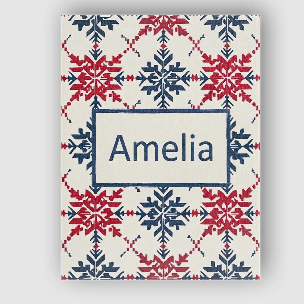 Personalised Name Scandinavian Folk Snowflake Custom Unique Gift Idea Modern Room Accent Canvas Wall Art Print Decor Picture Ready to Hang