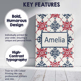 Personalised Name Scandinavian Folk Snowflake Custom Unique Gift Idea Modern Room Accent Canvas Wall Art Print Decor Picture Ready to Hang