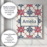 Personalised Name Scandinavian Folk Snowflake Custom Unique Gift Idea Modern Room Accent Canvas Wall Art Print Decor Picture Ready to Hang