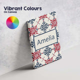 Personalised Name Scandinavian Folk Snowflake Custom Unique Gift Idea Modern Room Accent Canvas Wall Art Print Decor Picture Ready to Hang