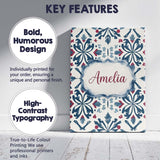 Personalised Name Decorative Folk Floral Custom  Unique Gift Idea Elegant Feature Canvas Wall Art Print Decor Picture Ready to Hang