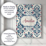 Personalised Name Decorative Folk Floral Custom  Unique Gift Idea Elegant Feature Canvas Wall Art Print Decor Picture Ready to Hang