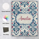 Personalised Name Decorative Folk Floral Custom  Unique Gift Idea Elegant Feature Canvas Wall Art Print Decor Picture Ready to Hang