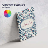Personalised Name Decorative Folk Floral Custom  Unique Gift Idea Elegant Feature Canvas Wall Art Print Decor Picture Ready to Hang